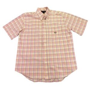 Ivy Crew Classics Shirt Men's Large Short Sleeve Plaid Button Down Preppy Beach‎